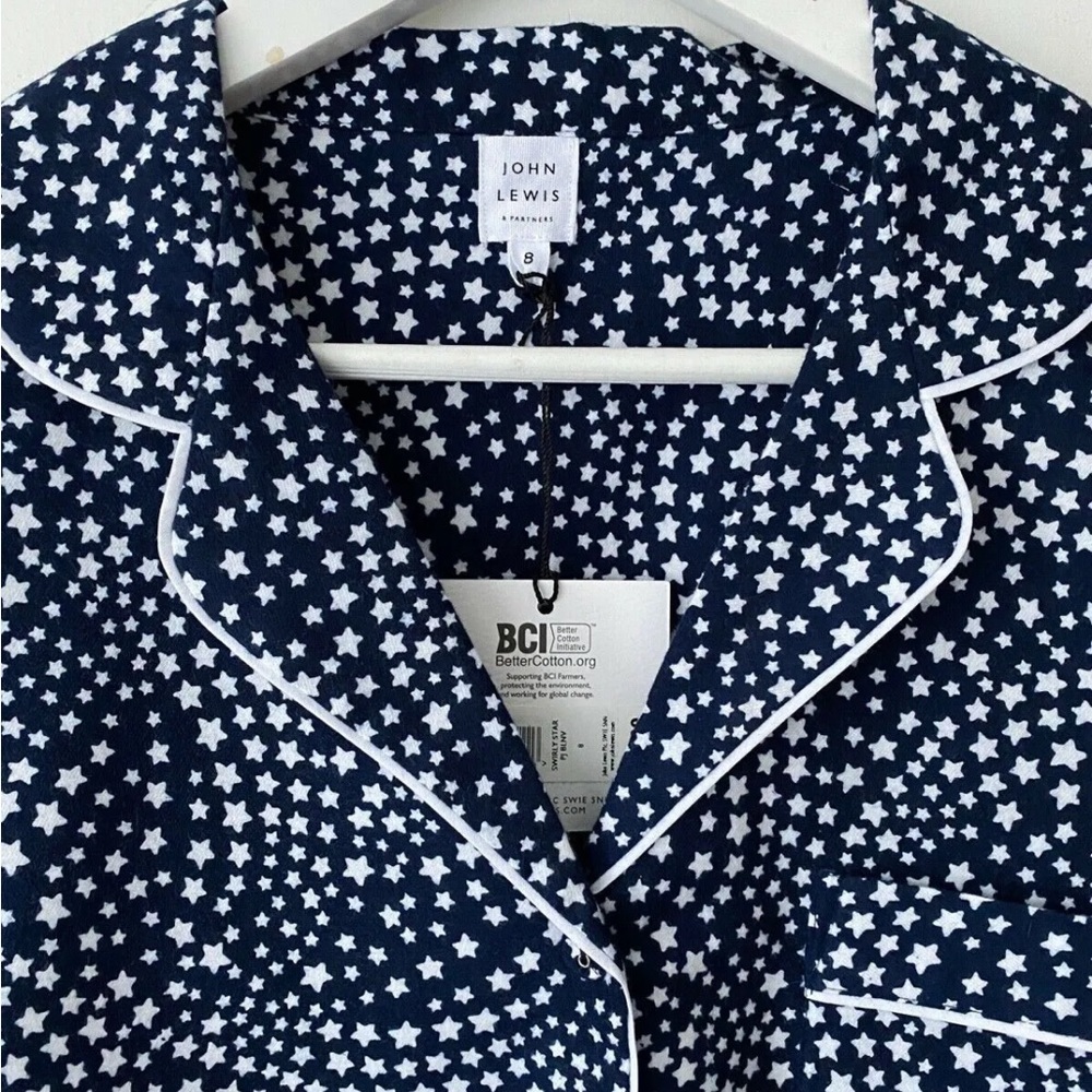 John Lewis Swirly Star Pyjama Shirt Top Size 8 - Picture 4 of 5